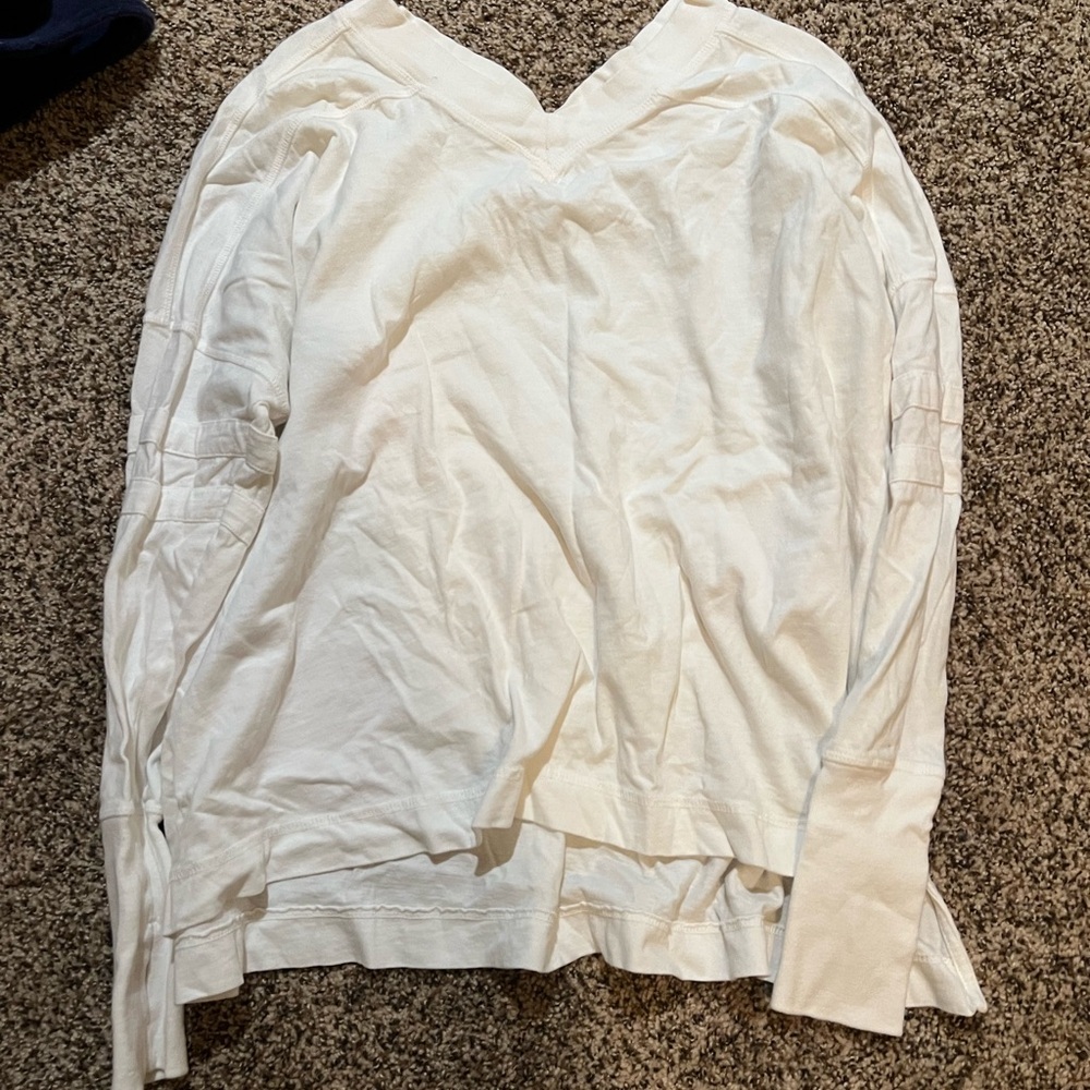 Free People White V-Neck Top